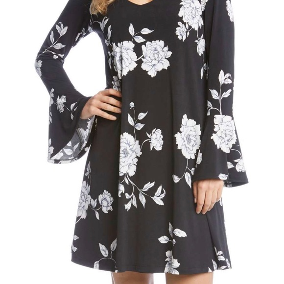 Karen Kane Dress NWOT Taylor Bell Sleeve A-Line Black & White Super Flattering! - Picture 14 of 14